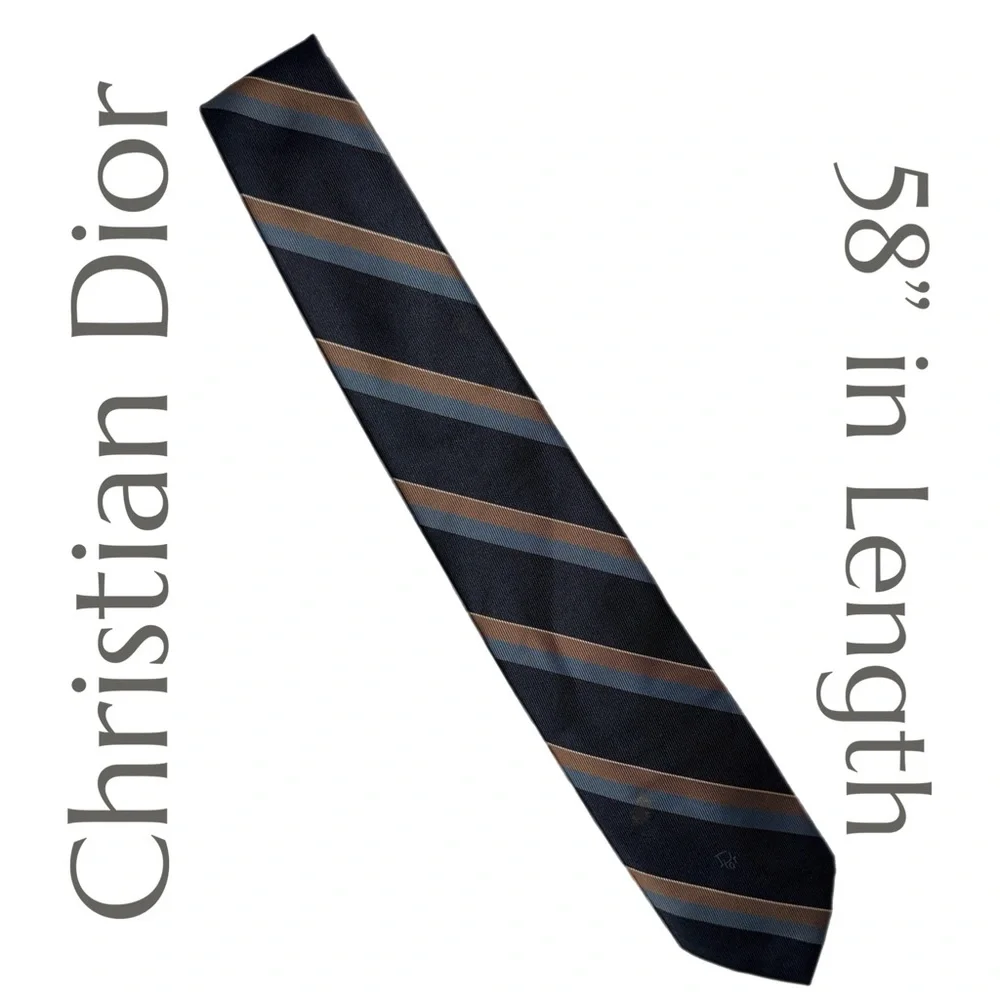 Christian Dior - Monsieur Silk Tie - Brown &‎ Blue Diagonal Stripe - Designer